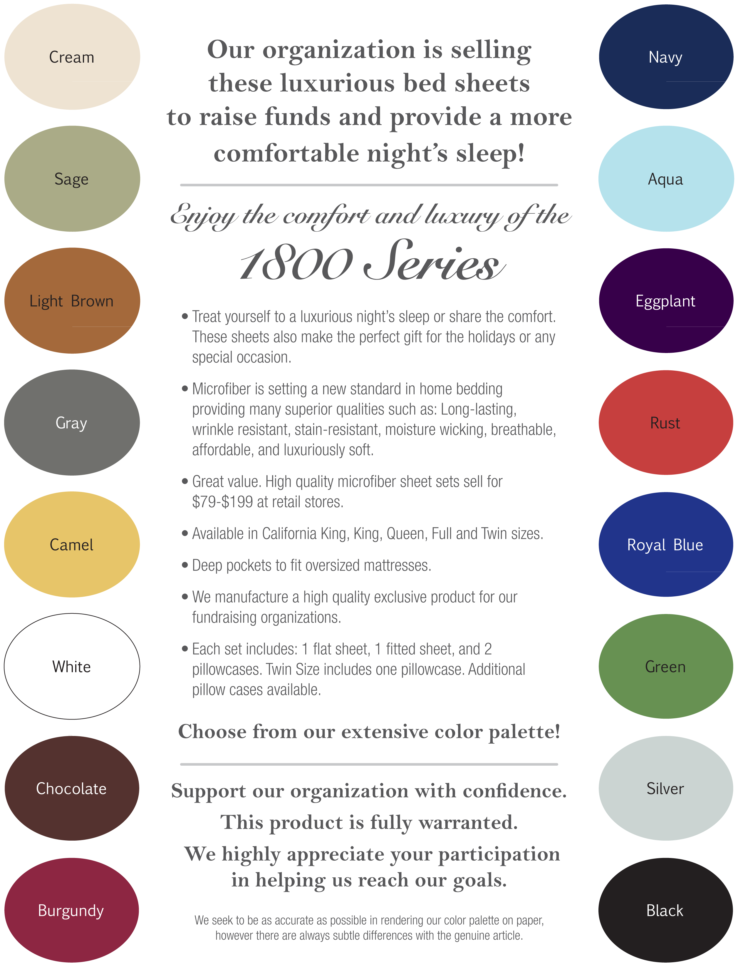 Simply Sheets Fundraising Color Chart